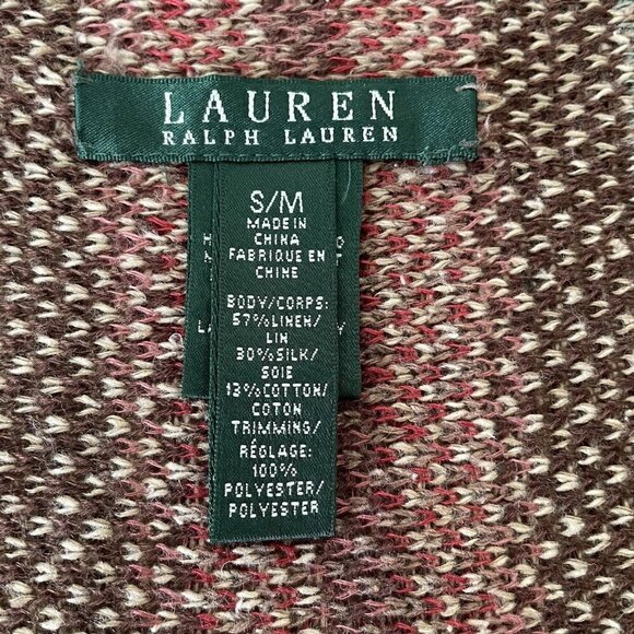 Lauren Ralph Lauren Open Cardigan Sweater S/M Southwestern Aztec Silk Blend - Picture 3 of 9